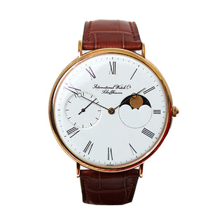 IWC Herrenarmbanduhr Portofino Handaufzug mit Mondphase und Kleine Sekunde, gebrauchte Luxusuhr im Top-Zustand