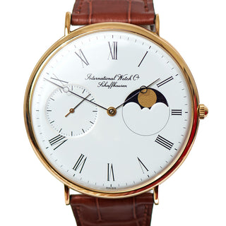 IWC Herrenarmbanduhr Portofino Handaufzug mit Mondphase und Kleine Sekunde, gebrauchte Luxusuhr im Top-Zustand