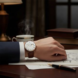 IWC Herrenarmbanduhr Portofino Handaufzug mit Mondphase und Kleine Sekunde, gebrauchte Luxusuhr im Top-Zustand