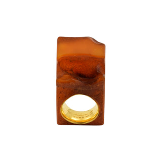 J. WESTERMARK Ring aus 750 Gelbgold mit Bernstein, nachhaltiger second-hand Schmuck perfekt aufgearbeitet