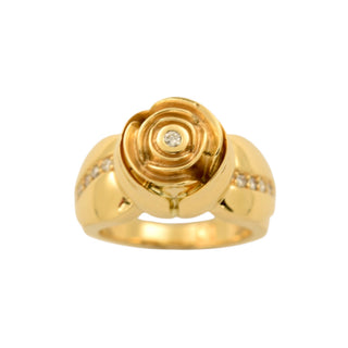 Jette Joop Brillantring Rose aus 750 Gelbgold, nachhaltiger second-hand Schmuck perfekt aufgearbeitet