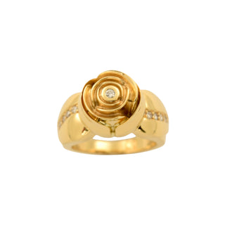 Jette Joop Brillantring Rose aus 750 Gelbgold, nachhaltiger second-hand Schmuck perfekt aufgearbeitet