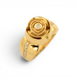 Jette Joop Brillantring Rose aus 750 Gelbgold, nachhaltiger second-hand Schmuck perfekt aufgearbeitet