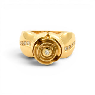 Jette Joop Brillantring Rose aus 750 Gelbgold, nachhaltiger second-hand Schmuck perfekt aufgearbeitet