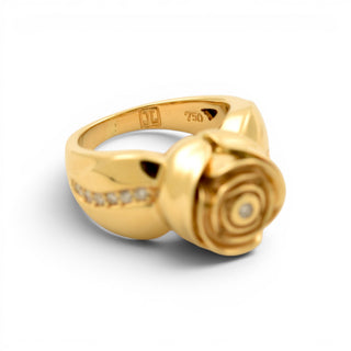 Jette Joop Brillantring Rose aus 750 Gelbgold, nachhaltiger second-hand Schmuck perfekt aufgearbeitet