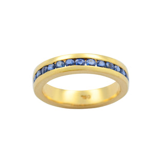 Jette Joop Saphirring aus 750 Gelbgold, nachhaltiger second hand Schmuck perfekt aufgearbeitet