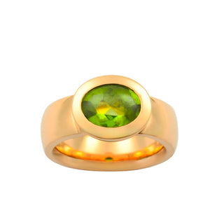 Jochen Pohl Ring aus 750 Gelbgold mit Peridot, nachhaltiger second hand Schmuck perfekt aufgearbeitet