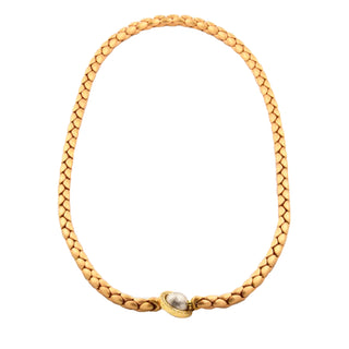 Collier mit Jörg Heinz Wechselschließe aus 750 Gelb-, Rosé- und Weißgold mit Brillant, nachhaltiger second hand Schmuck perfekt aufgearbeitet