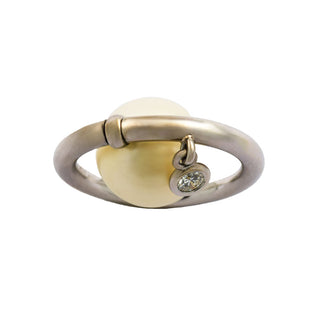 Katzler Perlenring aus 750 Weißgold mit Brillant, nachhaltiger second hand Schmuck perfekt aufgearbeitet