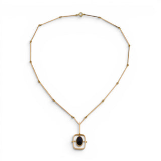 Kette mit Anhänger aus 585 Roségold mit Labradorit, nachhaltiger second hand Schmuck perfekt aufgearbeitet