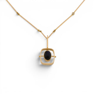 Kette mit Anhänger aus 585 Roségold mit Labradorit, nachhaltiger second hand Schmuck perfekt aufgearbeitet
