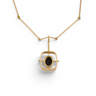 Kette mit Anhänger aus 585 Roségold mit Labradorit, nachhaltiger second hand Schmuck perfekt aufgearbeitet