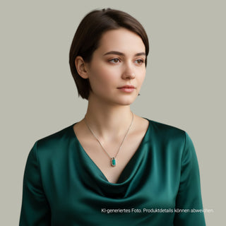 Kette mit Anhänger aus 750 Weißgold mit Opal und Brillant, nachhaltiger second hand Schmuck perfekt aufgearbeitet