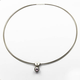 Kette mit Anhänger aus 950 Platin mit Perle und Brillant, nachhaltiger second hand Schmuck perfekt aufgearbeitet