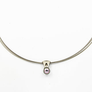 Kette mit Anhänger aus 950 Platin mit Perle und Brillant, nachhaltiger second hand Schmuck perfekt aufgearbeitet