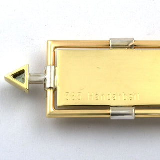 Kette mit Anhänger aus 750 Gelb- und Weißgold mit Rutilquarz, Turmalin und Brillant, nachhaltiger second hand Schmuck perfekt aufgearbeitet