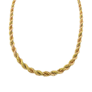 Kordelkette aus 585 Gelb-, Rot- und Weißgold, nachhaltiger second hand Schmuck perfekt aufgearbeitet