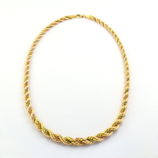 Kordelkette aus 585 Gelb-, Rot- und Weißgold, nachhaltiger second hand Schmuck perfekt aufgearbeitet