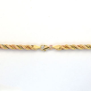 Kordelkette aus 585 Gelb-, Rot- und Weißgold, nachhaltiger second hand Schmuck perfekt aufgearbeitet