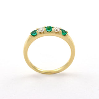 Krämer Smaragdring aus 585 Gelbgold mit Brillant, nachhaltiger second hand Schmuck perfekt aufgearbeitet