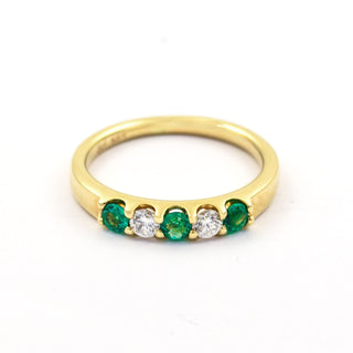 Krämer Smaragdring aus 585 Gelbgold mit Brillant, nachhaltiger second hand Schmuck perfekt aufgearbeitet