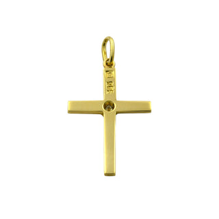 Kreuzanhänger aus 585 Gelb- und Weißgold mit Brillant, nachhaltiger second hand Schmuck perfekt aufgearbeitet