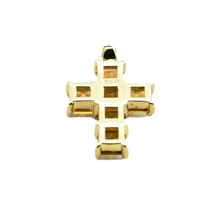 Kreuzanhänger aus 585 Gelbgold mit Citrin, nachhaltiger second hand Schmuck perfekt aufgearbeitet