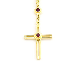 Rubinanhänger aus 585 Gelbgold, nachhaltiger second hand Schmuck perfekt aufgearbeitet