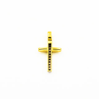 Kreuzanhänger aus 585 Gelb- und Weißgold mit Brillant, nachhaltiger second hand Schmuck perfekt aufgearbeitet