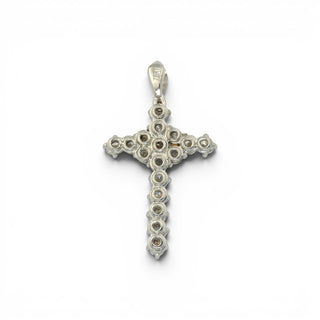 Kreuzanhänger aus 750 Weißgold mit Brillant, nachhaltiger second-hand Schmuck perfekt aufgearbeitet