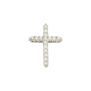 Kreuzanhänger aus 585 Weißgold mit Brillant, nachhaltiger second-hand Schmuck perfekt aufgearbeitet