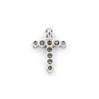 Kreuzanhänger aus 585 Weißgold mit Brillant, nachhaltiger second hand Schmuck perfekt aufgearbeitet