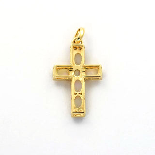 Kreuzanhänger aus 585 Gelbgold mit Opal und Diamant, nachhaltiger second hand Schmuck perfekt aufgearbeitet