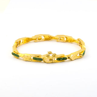 Lapponia Armband aus 585 Gelbgold mit Zoisit, nachhaltiger second hand Schmuck perfekt aufgearbeitet
