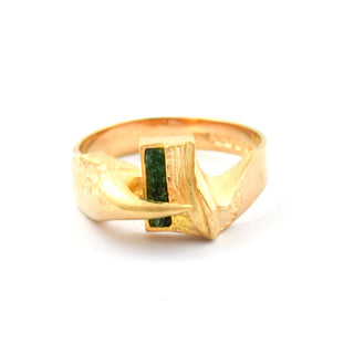 Lapponia Ring aus 585 Gelbgold mit Zoisit, nachhaltiger second hand Schmuck perfekt aufgearbeitet