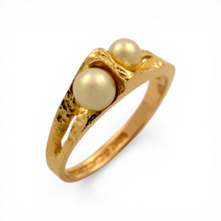 Lapponia Ring Whispering aus 585 Gelbgold mit Perle, nachhaltiger second hand Schmuck perfekt aufgearbeitet