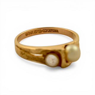 Lapponia Ring Whispering aus 585 Gelbgold mit Perle, nachhaltiger second hand Schmuck perfekt aufgearbeitet