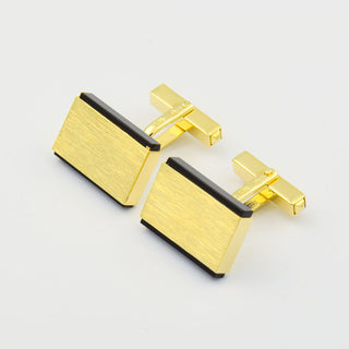 Manschettenknöpfe aus 585 Gelbgold mit Onyx, nachhaltiger second hand Schmuck perfekt aufgearbeitet