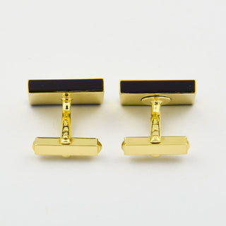 Manschettenknöpfe aus 585 Gelbgold mit Onyx, nachhaltiger second hand Schmuck perfekt aufgearbeitet