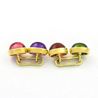 Manschettenknöpfe aus 585 Gelbgold mit Turmalin, Amethyst und Citrin, nachhaltiger second hand Schmuck perfekt aufgearbeitet