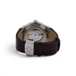 Maurice Lacroix Herrenarmbanduhr AIKON Automatik mit Datumsanzeige und verschraubte Krone und Sichtboden zeitgenössisch, gebrauchte Luxusuhr im Top-Zustand