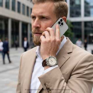 Maurice Lacroix Herrenarmbanduhr AIKON Automatik mit Datumsanzeige und verschraubte Krone und Sichtboden zeitgenössisch, gebrauchte Luxusuhr im Top-Zustand