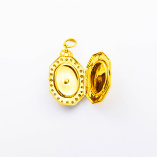 Medaillon aus 750 Gelb- und Weißgold mit Diamant, nachhaltiger second hand Schmuck perfekt aufgearbeitet