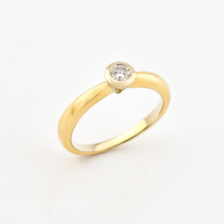 Moncara Solitärring aus 585 Gelb- und Weißgold mit Brillant, nachhaltiger second hand Schmuck perfekt aufgearbeitet