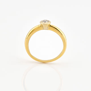 Moncara Solitärring aus 585 Gelb- und Weißgold mit Brillant, nachhaltiger second hand Schmuck perfekt aufgearbeitet