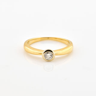 Moncara Solitärring aus 585 Gelb- und Weißgold mit Brillant, nachhaltiger second hand Schmuck perfekt aufgearbeitet