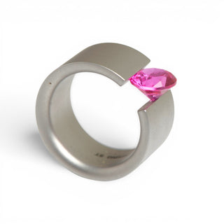 Niessing Ring Akrobat aus Edelstahl mit synth. Stein, nachhaltiger second-hand Schmuck perfekt aufgearbeitet