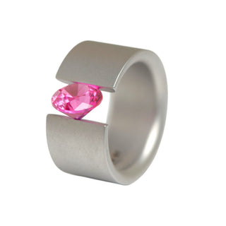 Niessing Ring Akrobat aus Edelstahl mit synth. Stein, nachhaltiger second-hand Schmuck perfekt aufgearbeitet