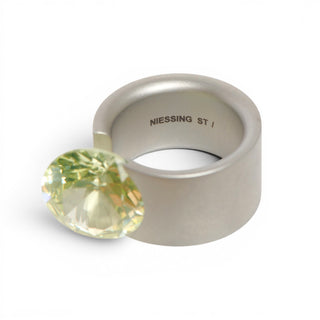 Niessing Ring Akrobat Max aus Edelstahl mit synth. Stein, nachhaltiger second-hand Schmuck perfekt aufgearbeitet