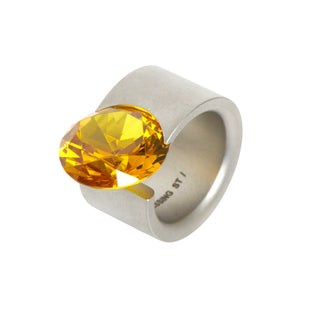 Niessing Ring Akrobat Max aus Edelstahl mit synth. Stein, nachhaltiger second-hand Schmuck perfekt aufgearbeitet